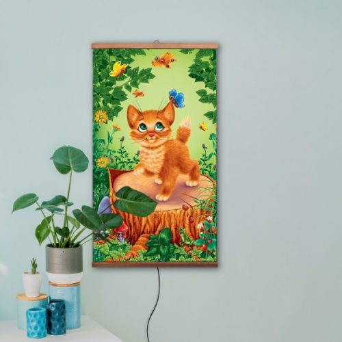 Infravörös fűtőpanel, infrapanel 500W, 105 x 60 cm, Dekoratív Kiscicás képpel