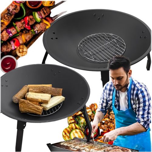 Acél kerti grill, Fém, 56 cm, Fekete